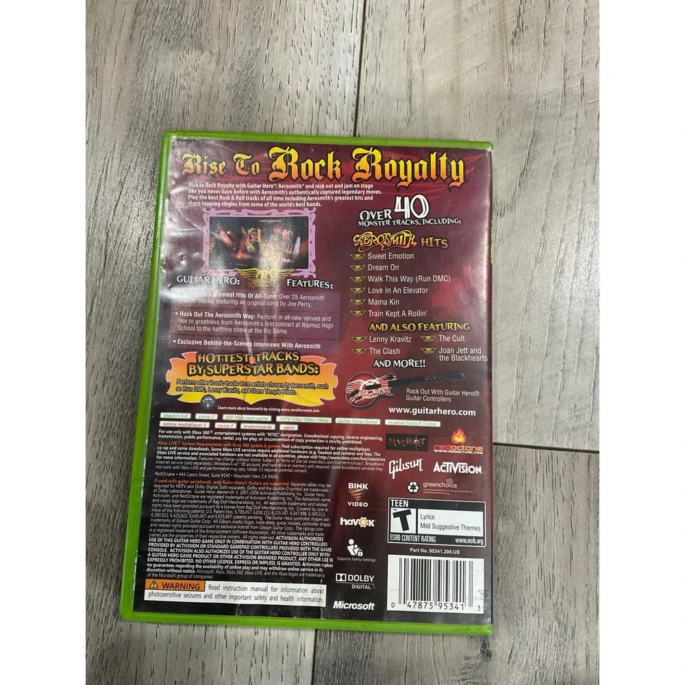 Guitar Hero Aerosmith Xbox‎ 360 Video Game with Manual Activision 2008 NTSC